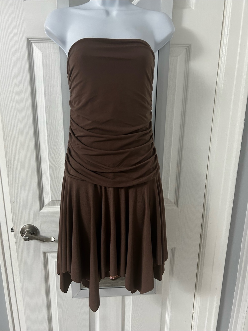 Strapless Ruched Brown Cocktail Dress